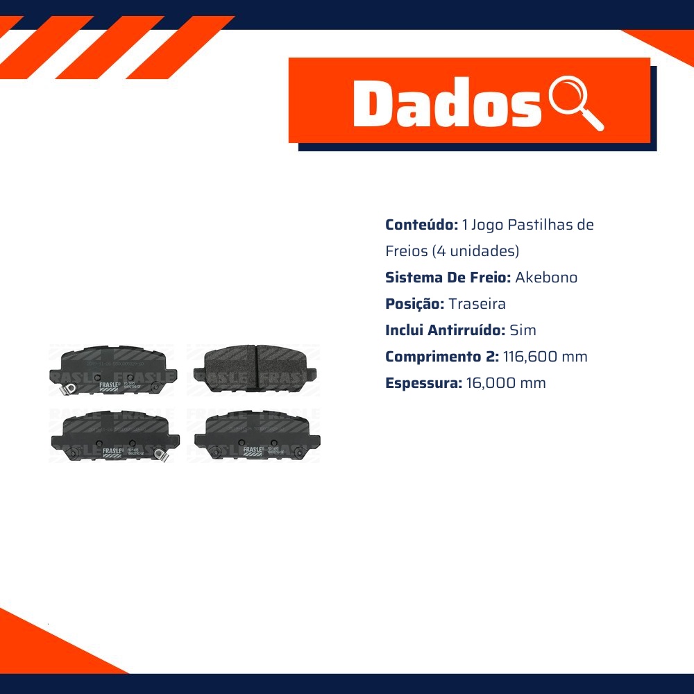 Pastilha de Freio Traseira para Honda HR-V - Fras-le - PD/1495