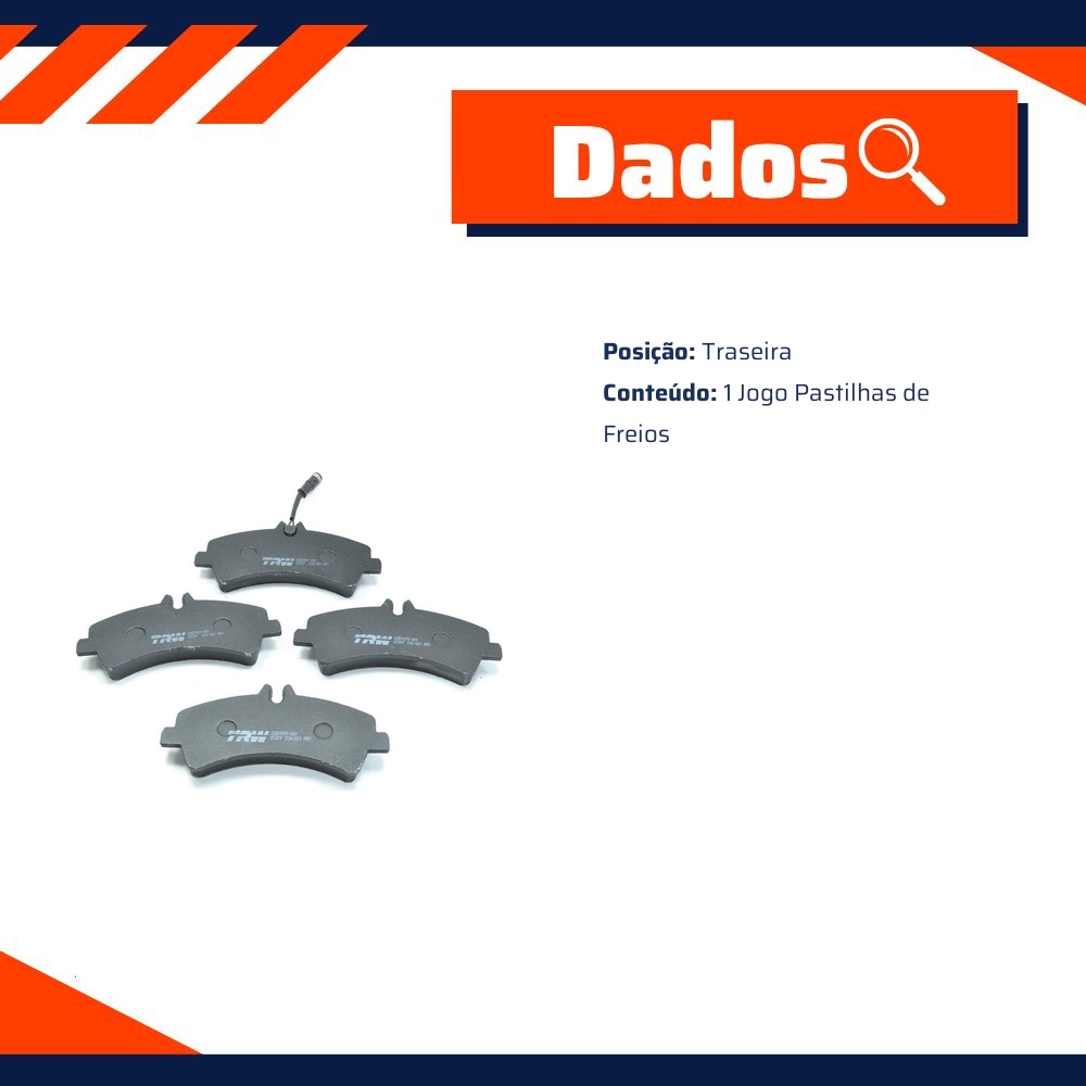 Pastilha de Freio Traseira para Mercedes-Benz Sprinter 515 - TRW - GDB9099