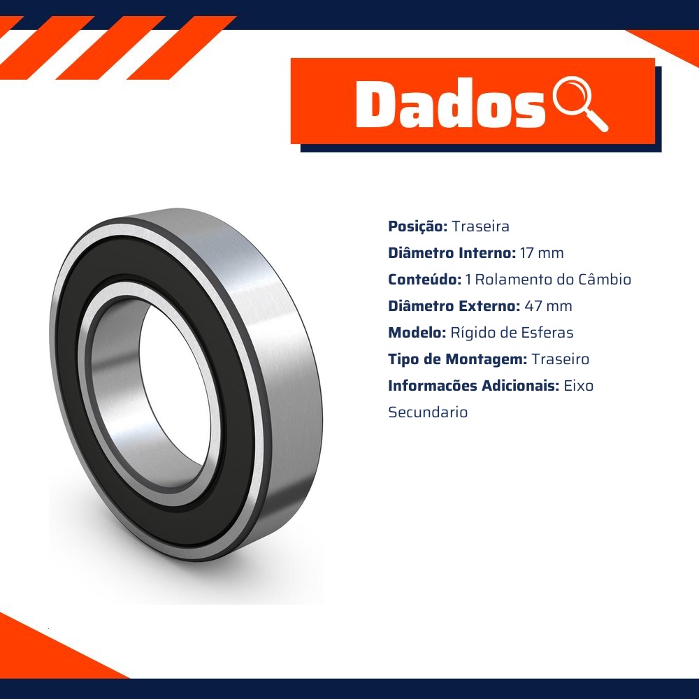 Rolamento do Câmbio para ASIA Towner - SKF - 6303-2RSH/GJN