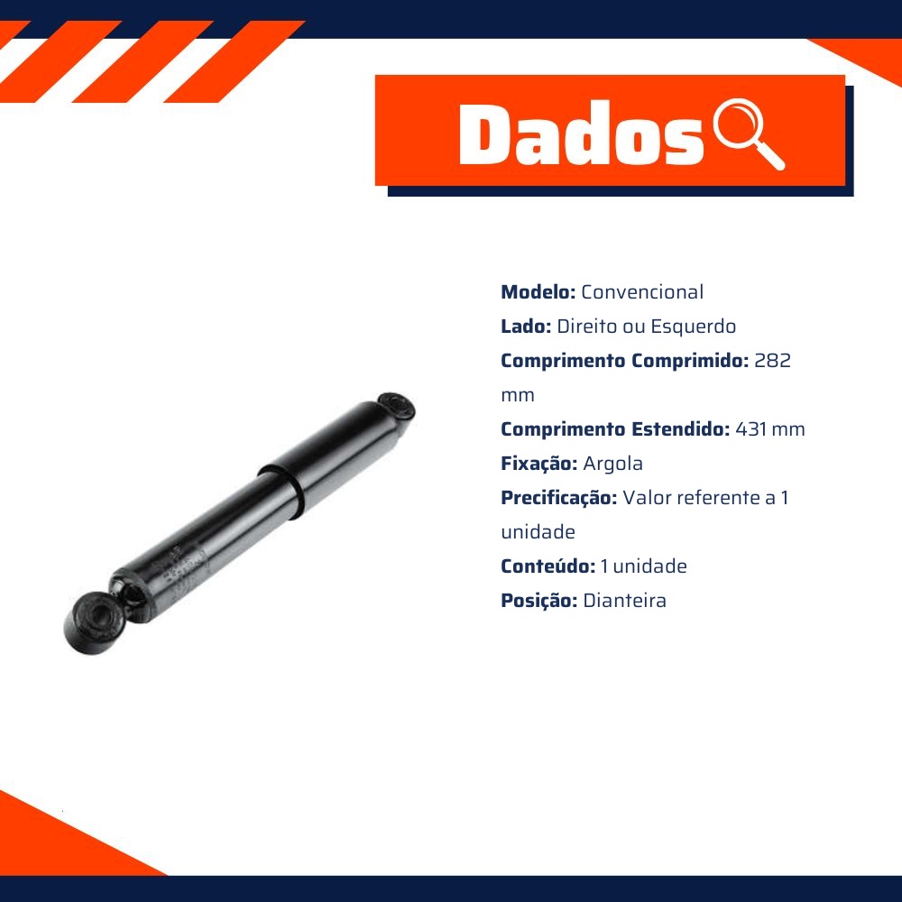 Amortecedor Dianteiro Direito ou Esquerdo da Suspensão para Iveco Daily 35.10 e Daily 49.12 - Monroe - 54520