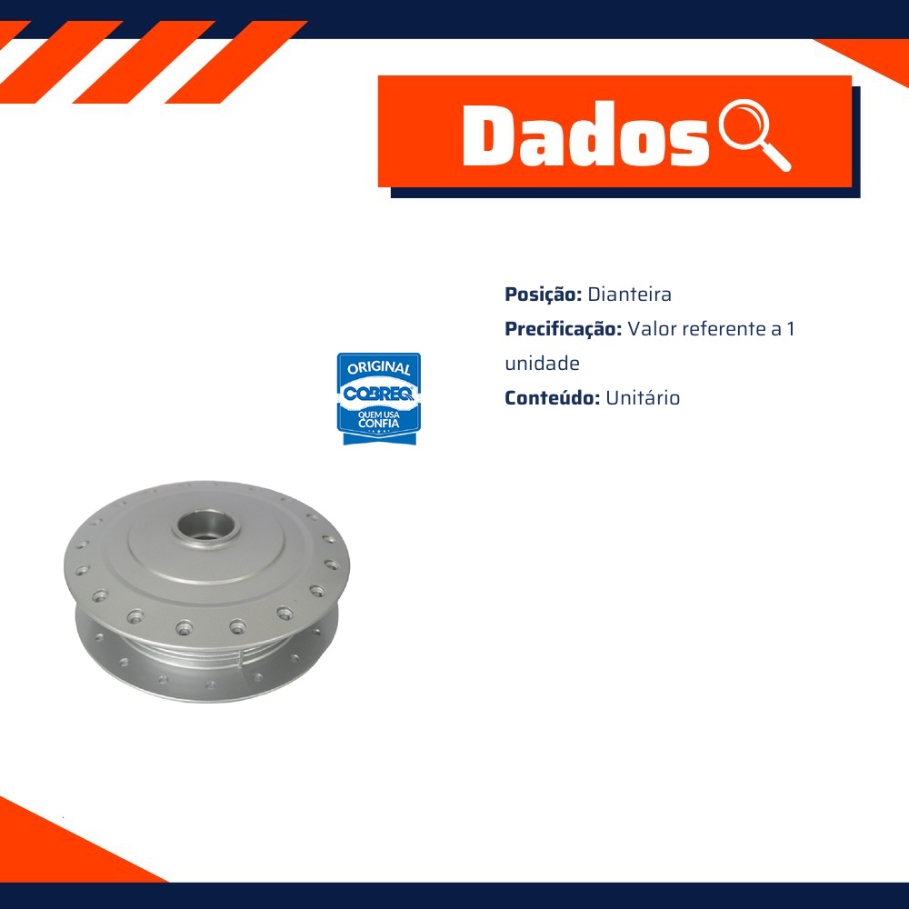 Cubo Roda Dianteira Direita ou Esquerda para Honda CG 125 e CG 150 - Cobreq - 0015-CB