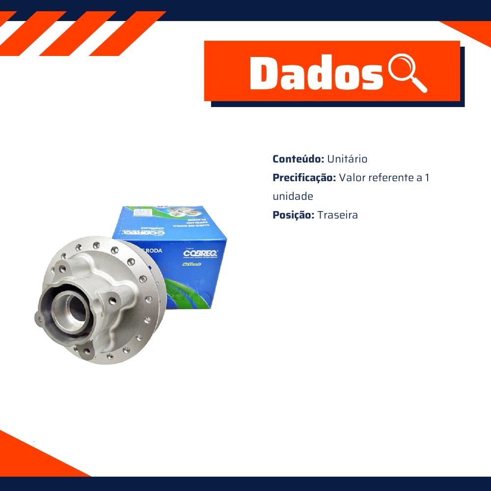 Cubo de Roda Traseiro Direita ou Esquerda para Honda Pop 100 - Cobreq - 0018-CB