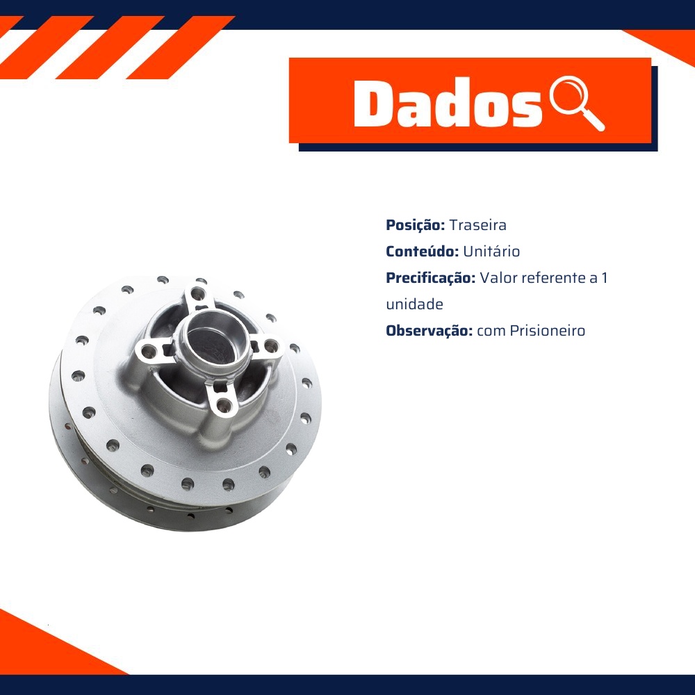 Cubo de Roda Traseiro Direita ou Esquerda para Honda CG 125 - Cobreq - 0014-CB