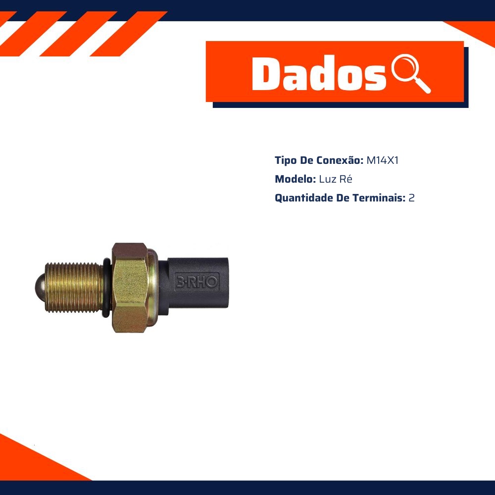 Interruptor da Luz da Ré M14 X 1 para Ford Ranger e Transit - 3-RHO - 44108