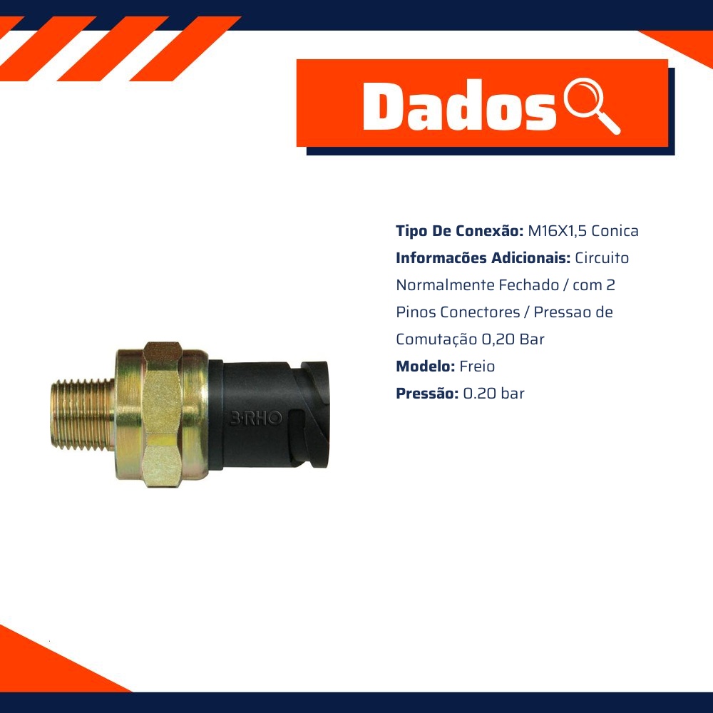 Interruptor de Luz de Freio - 0.20 bar - 3-RHO - 368