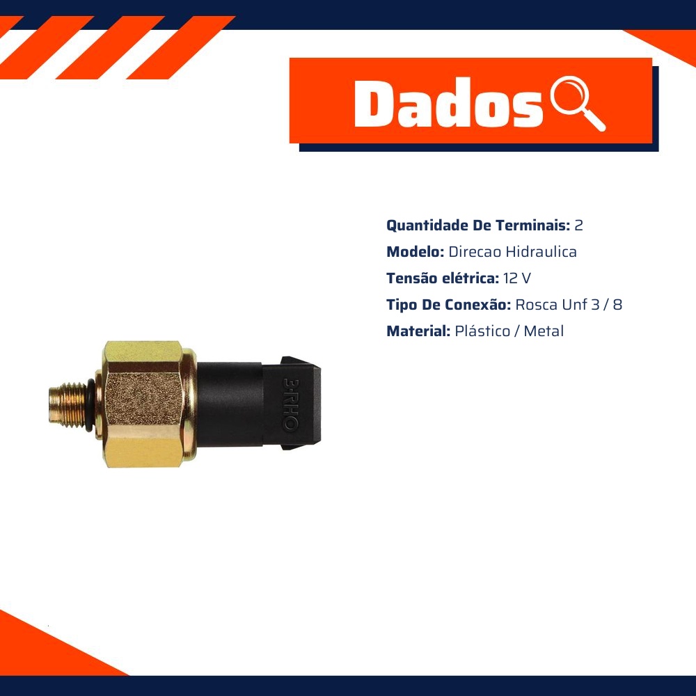 Interruptor de Pressão da Direção Hidráulica - 3/8" x 24 UNF - 3-RHO - 9901