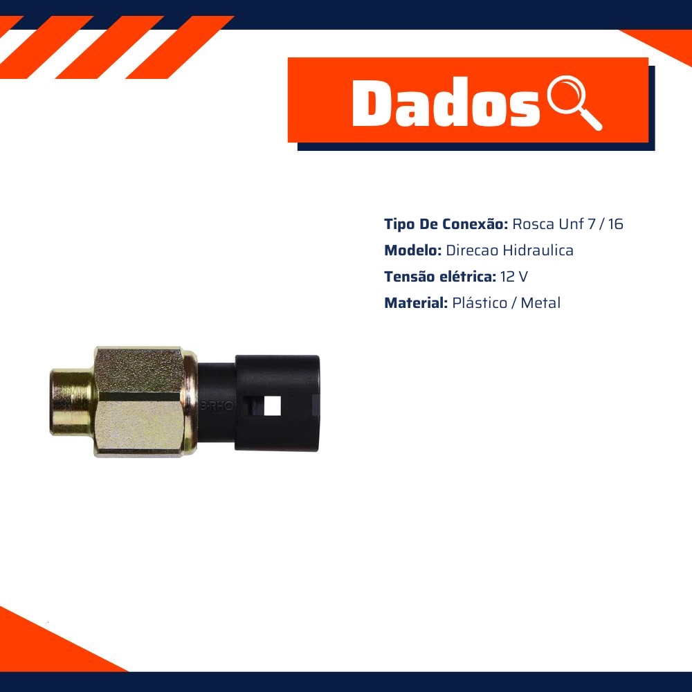 Interruptor de Pressão da Direção Hidráulica - 7/16" x 20 UNF - 3-RHO - 9903