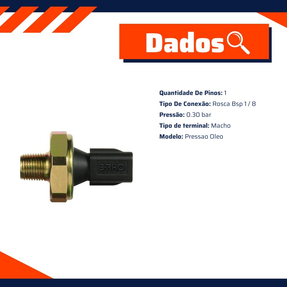 Interruptor de Pressão de Óleo - 0.30 bar - 3-RHO - 3382