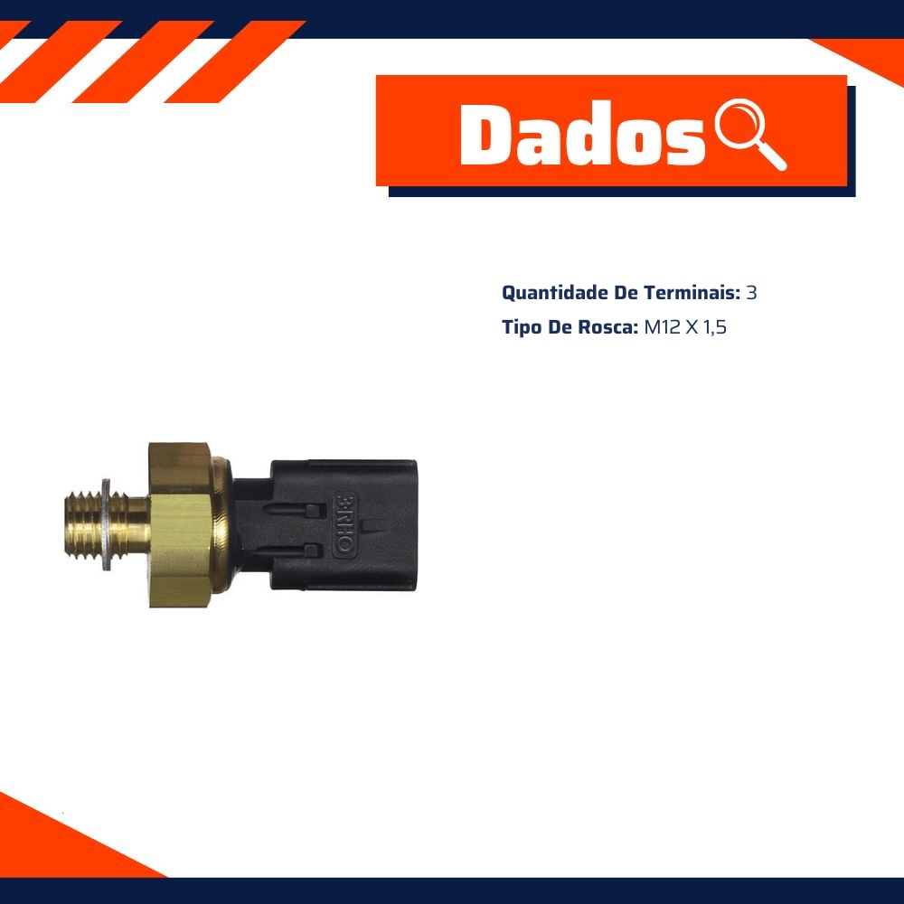 Sensor Eletrônico de Pressão M12 X 1,5 para Jeep Grand Cherokee - 3-RHO - 7780