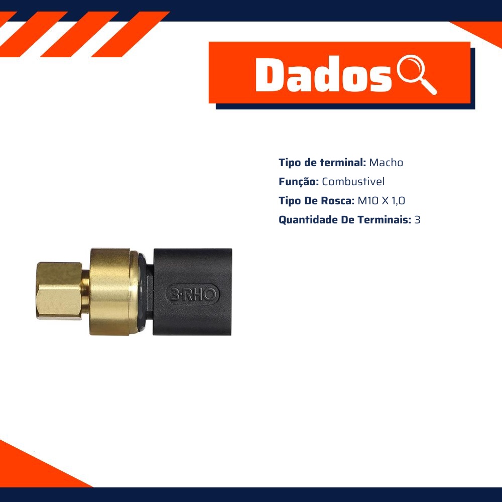 Sensor Eletrônico de Pressão de Combustível - M10 X 1,0 - 3-RHO - 7787