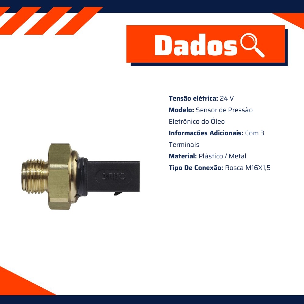 Sensor Eletrônico de Pressão do Óleo - M16 x 1.5 - 3-RHO - 7722