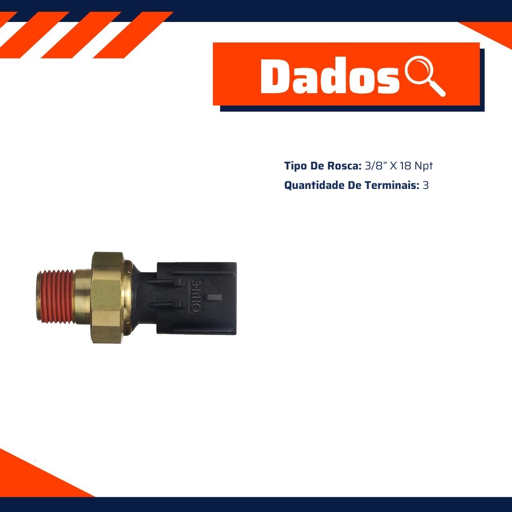 Sensor Eletrônico de Pressão do Óleo 3/8” X 18 Npt para Fiat Toro - 3-RHO - 7779