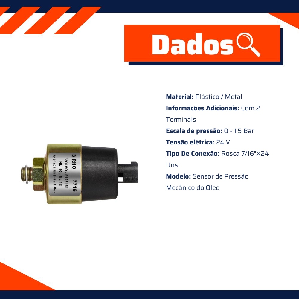 Sensor Mecânico de Pressão da Turbina - 0 a 1,5 Bar - 3-RHO - 7715