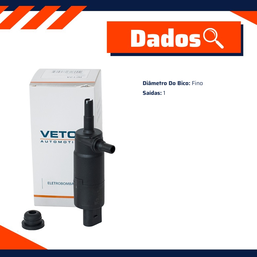 Bombinha Bico Fino de Água com 1 Saida 12V para Audi A1 - Vetor - Bf12A