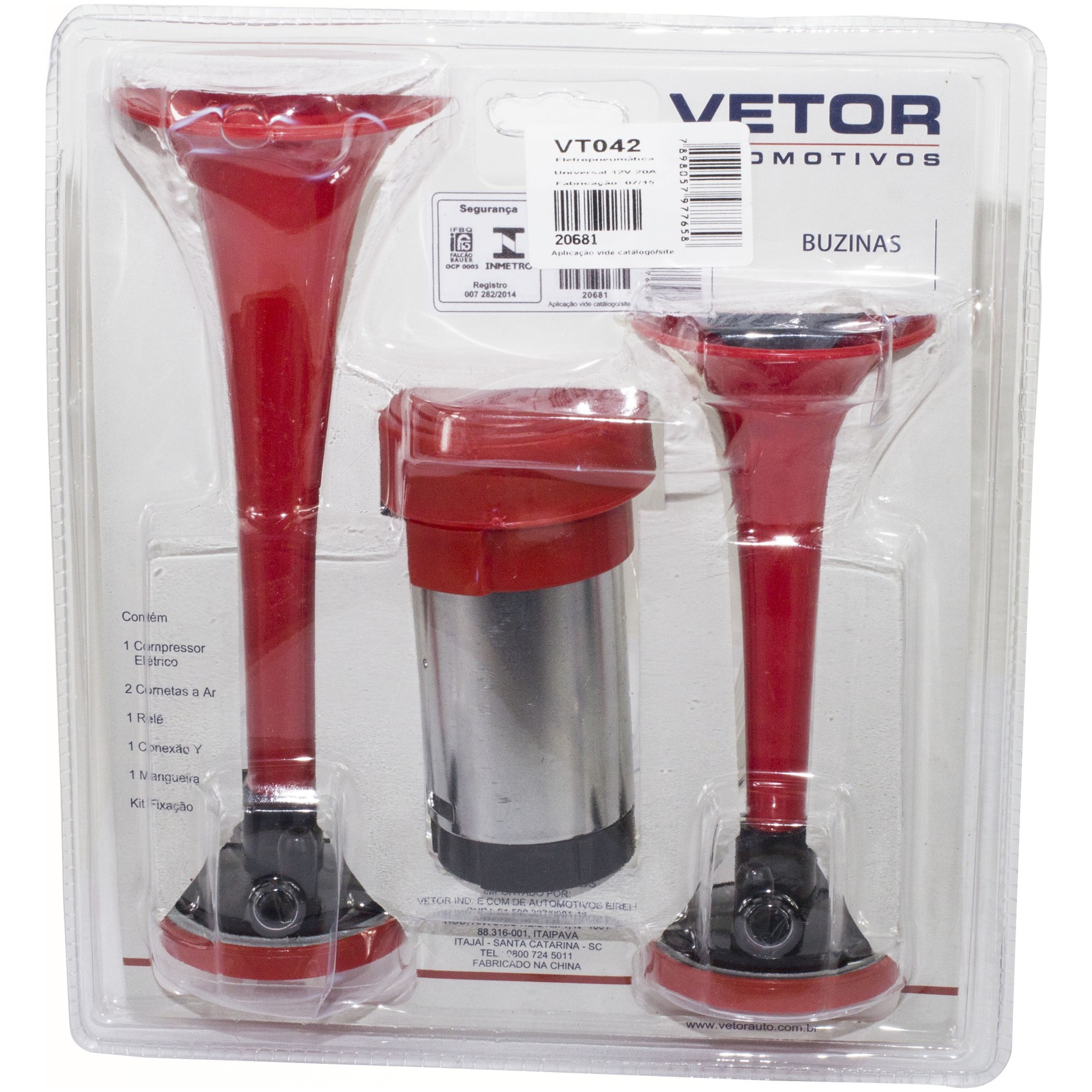 Buzina 2 Cornetas 12V - Vetor - Vt042