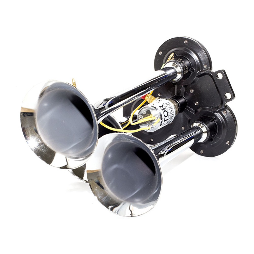 Buzina 3 Cornetas Cromada 12V/24V - Vetor - Vt049