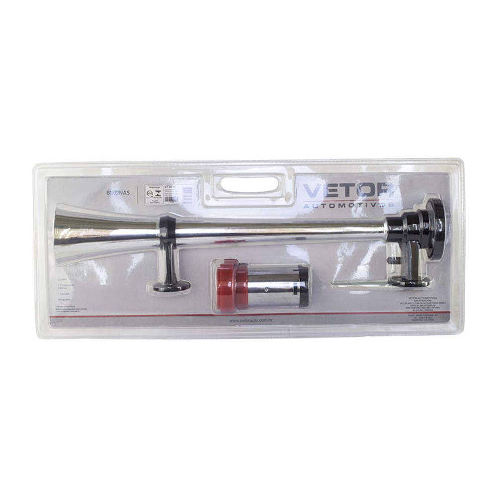 Buzina Grande para Carro Cromada 12V - Vetor - Vt301C