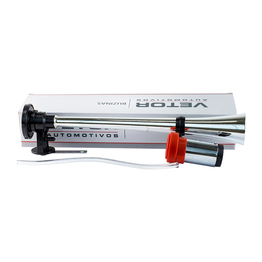 Buzina Grande para Carro Cromada 12V - Vetor - Vt301C