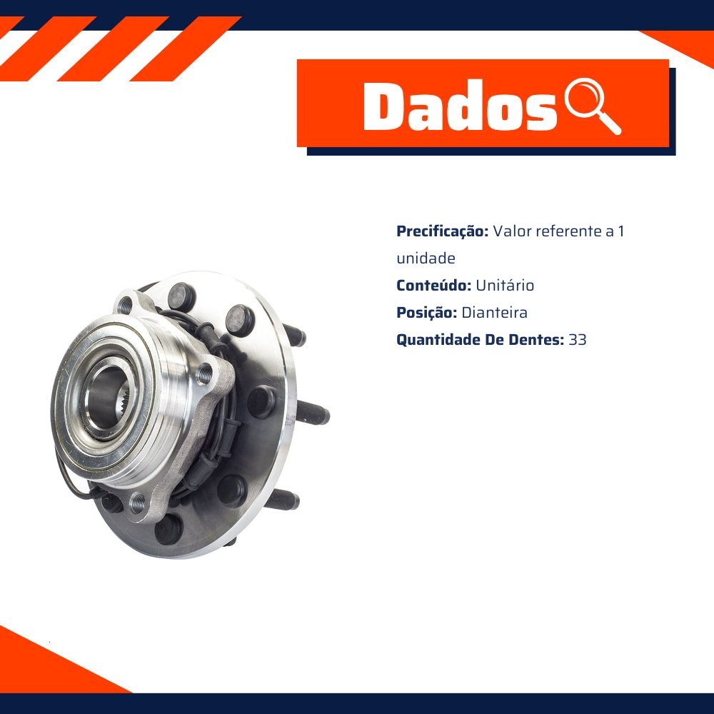 Cubo de Roda Dianteiro 33 Dentes para Dodge RAM 2500 - Vetor - B9955