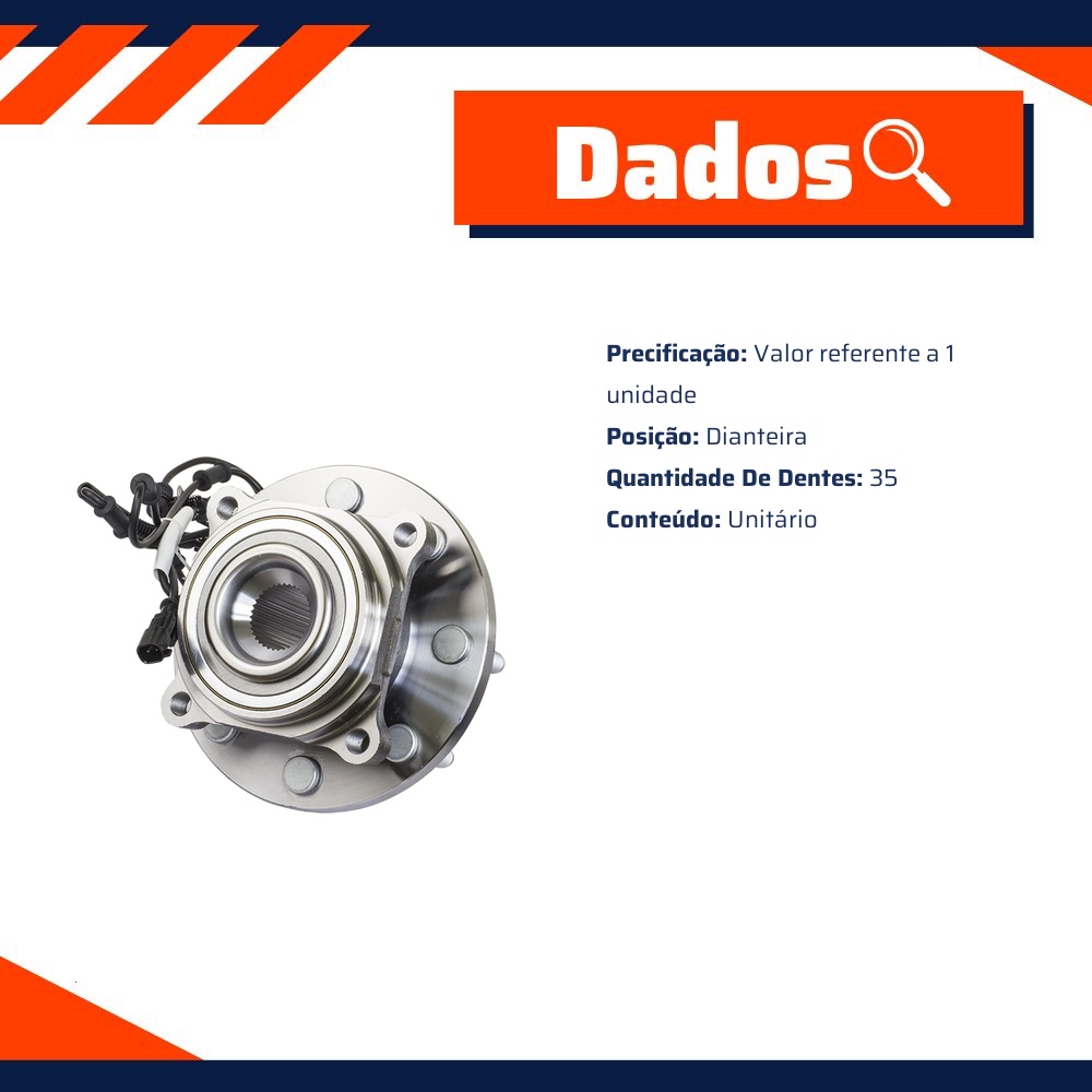 Cubo de Roda Dianteiro 35 Dentes para Dodge RAM 2500 - Vetor - B0136