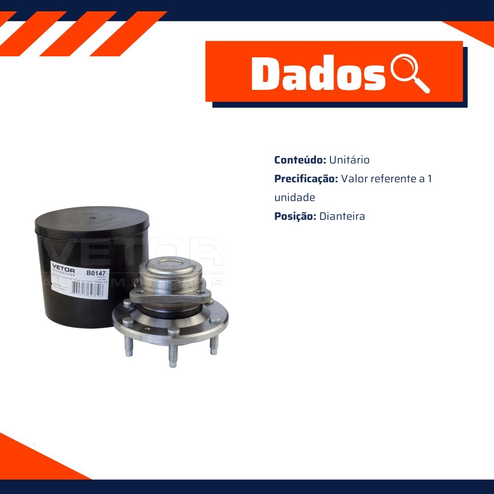 Cubo de Roda Dianteiro para Chevrolet S10 - Vetor - B0147
