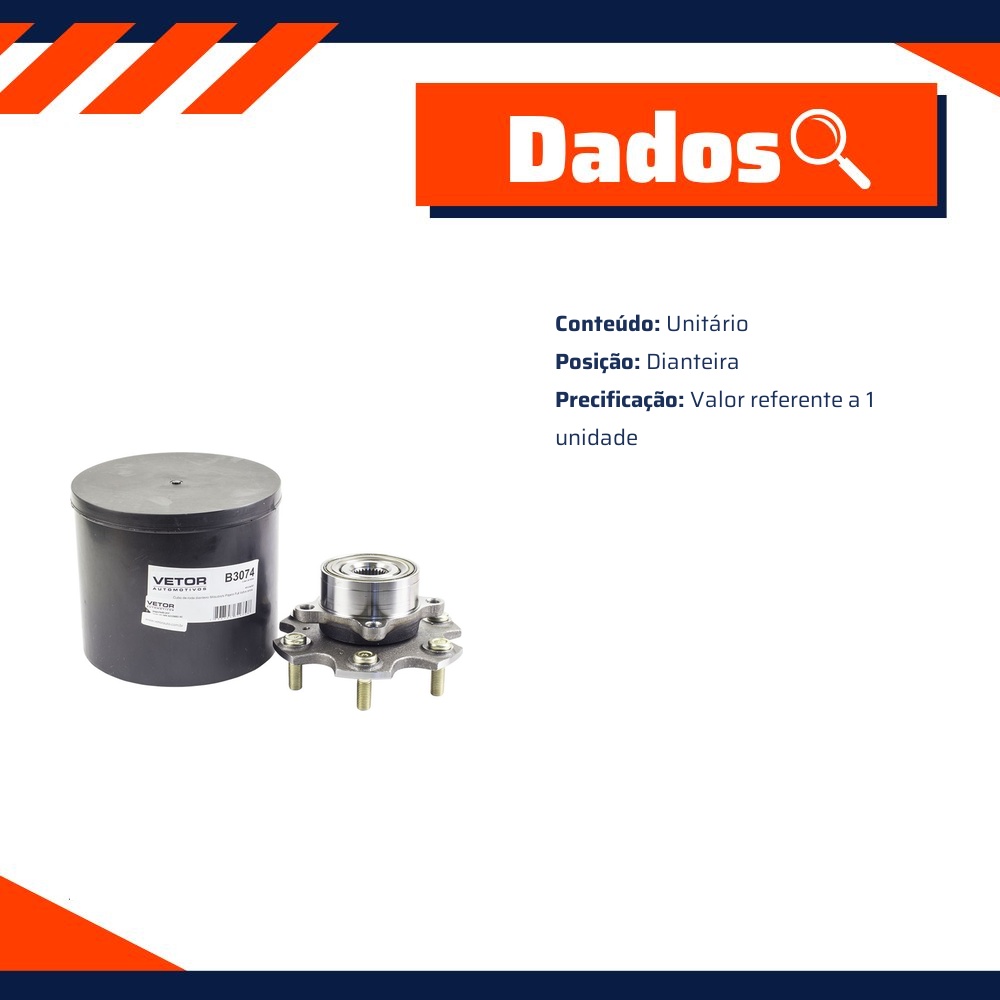 Cubo de Roda Dianteiro para Mitsubishi Pajero Full - Vetor - B3074