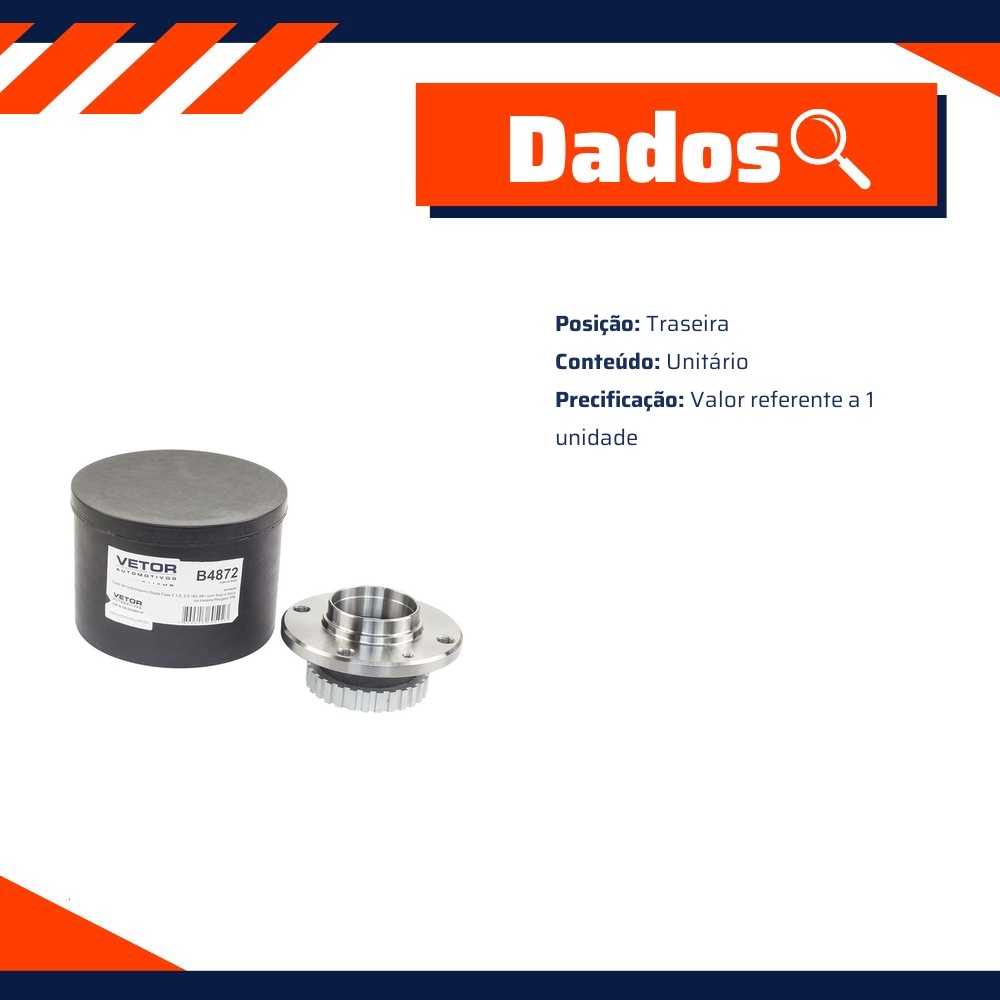 Cubo de Roda Traseiro - Vetor - B4872