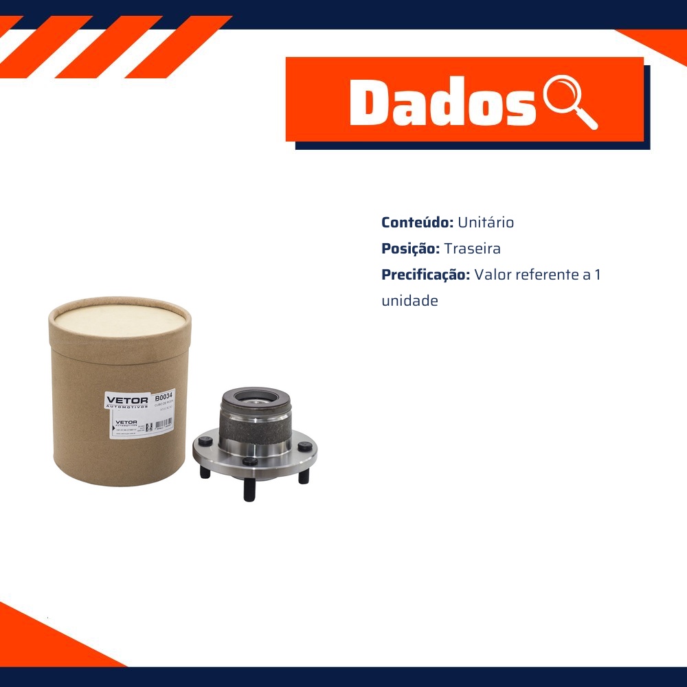 Cubo de Roda Traseiro para Ford Focus e Focus Sedan - Vetor - B0034