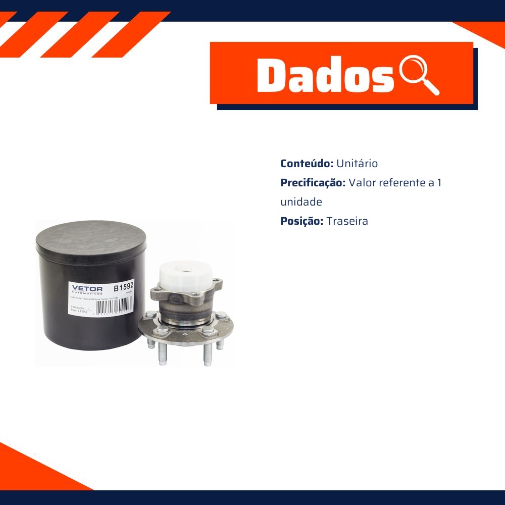 Cubo de Roda Traseiro para Chevrolet Tracker - Vetor - B1592