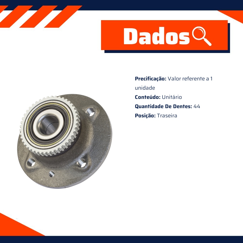Cubo de Roda Traseiro 44 Dentes para Renault Kangoo - Vetor - B0133