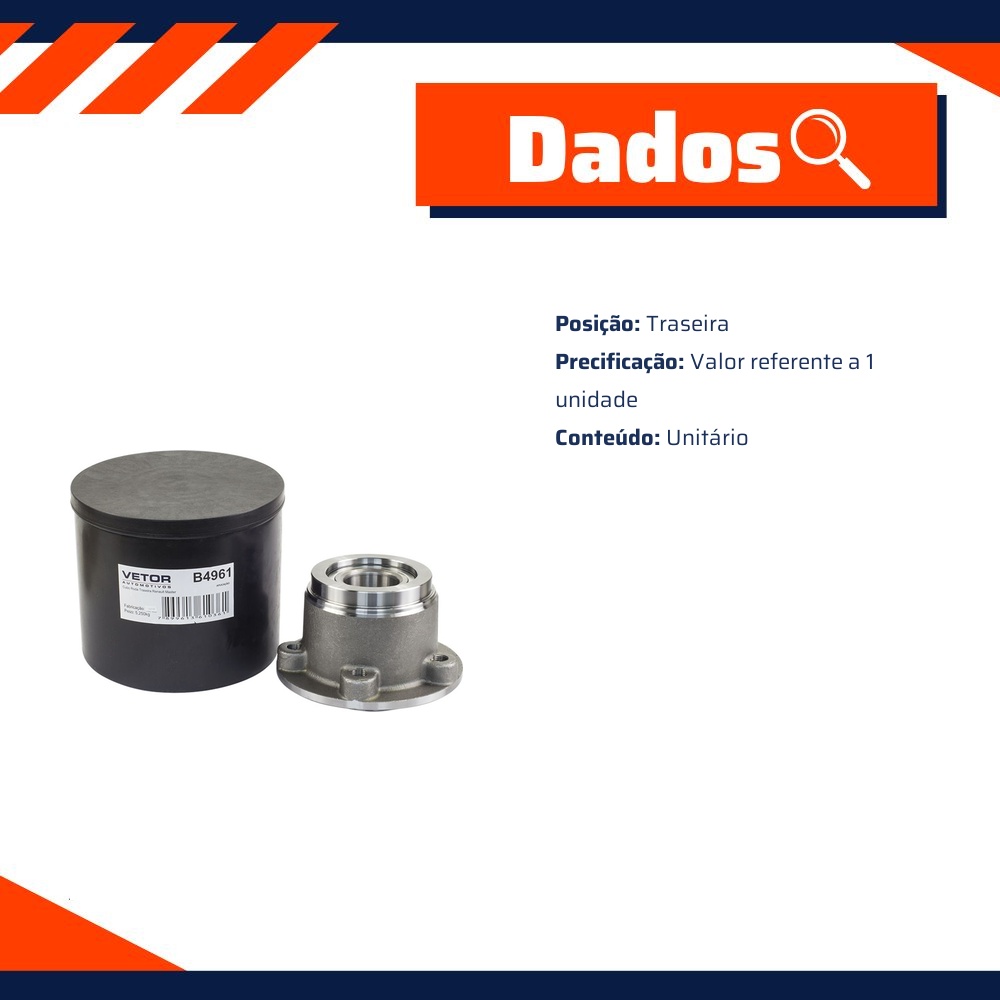 Cubo de Roda Traseiro para Renault Master - Vetor - B4961