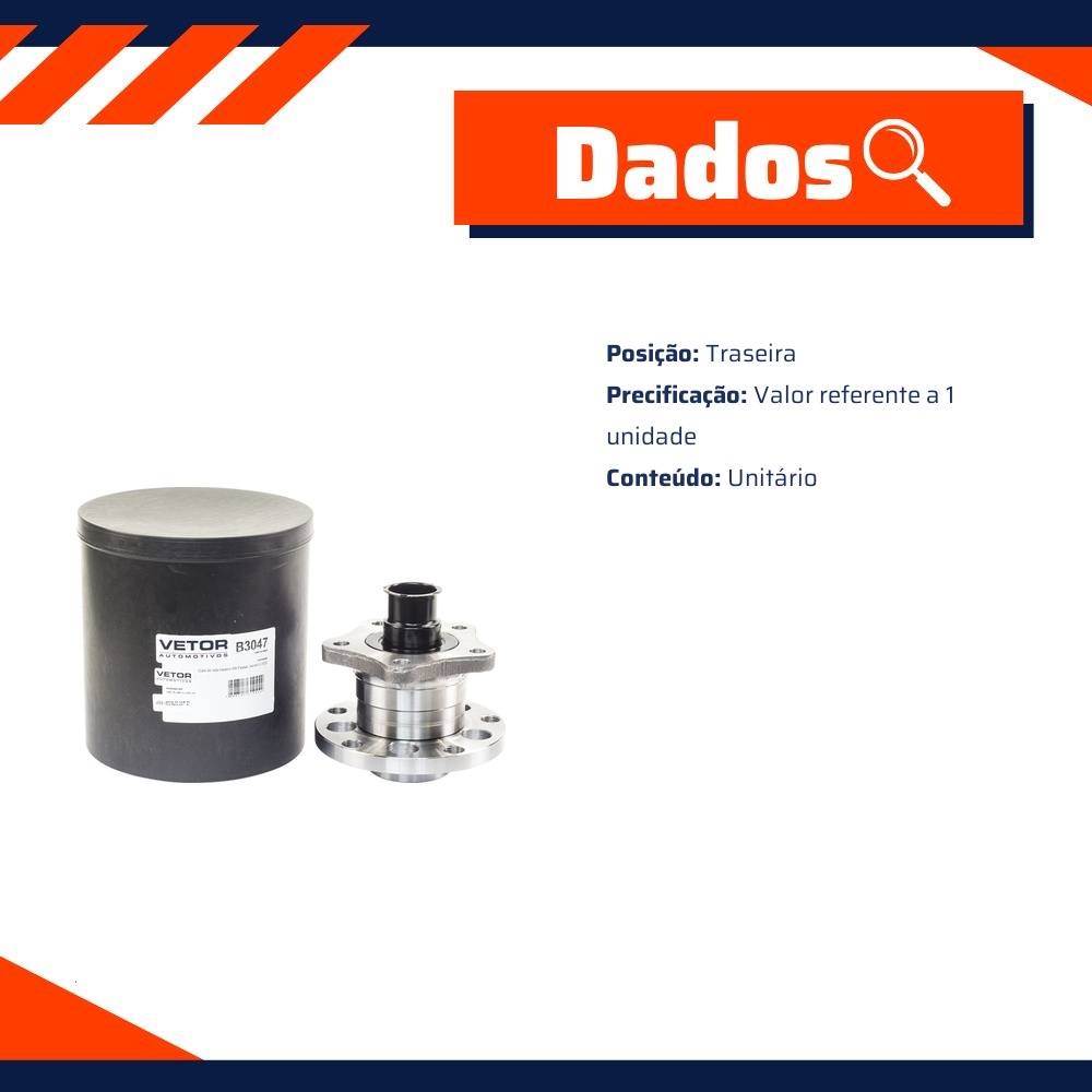 Cubo de Roda Traseiro para Audi A4 e A6 AVANT - Vetor - B3047