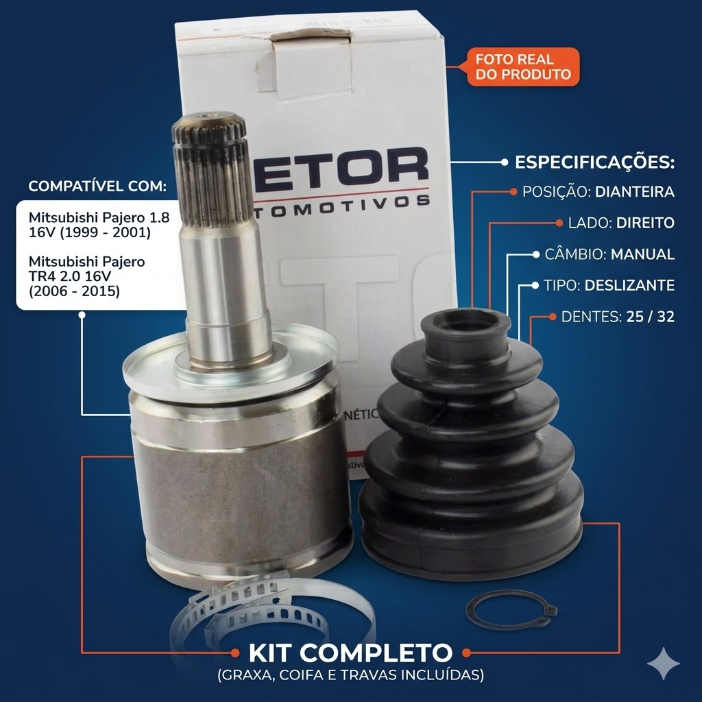 Junta Deslizante Direita para Câmbio Manual para Mitsubishi Pajero TR4 - Vetor - Vt5622