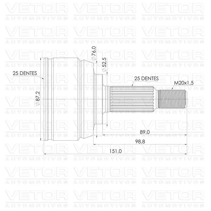 Junta Homocinética para Renault Fluence - Vetor - Vt5450