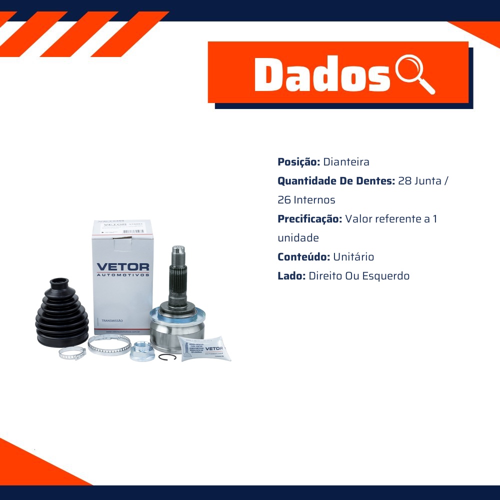 Junta Homocinética para Ford Ranger e Troller T4 - Vetor - Vt5863