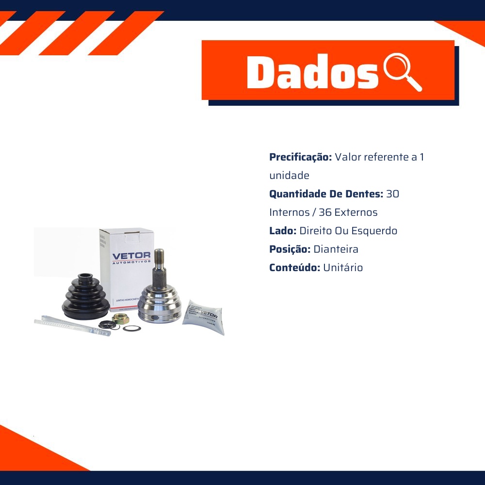 Junta Homocinética para AUDI A3 e Volkswagen Bora - Vetor - Vt5051