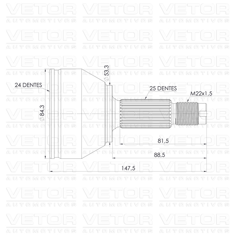 Junta Homocinética Dianteira para Câmbio Manual para Ford Ecosport - Vetor - Vt5509