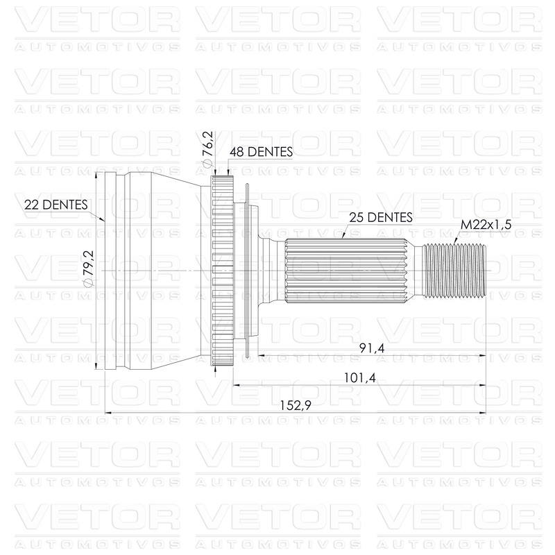 Junta Homocinética Direita ou Esquerda para Câmbio Automático para JAC T5 - Vetor - Vt5869