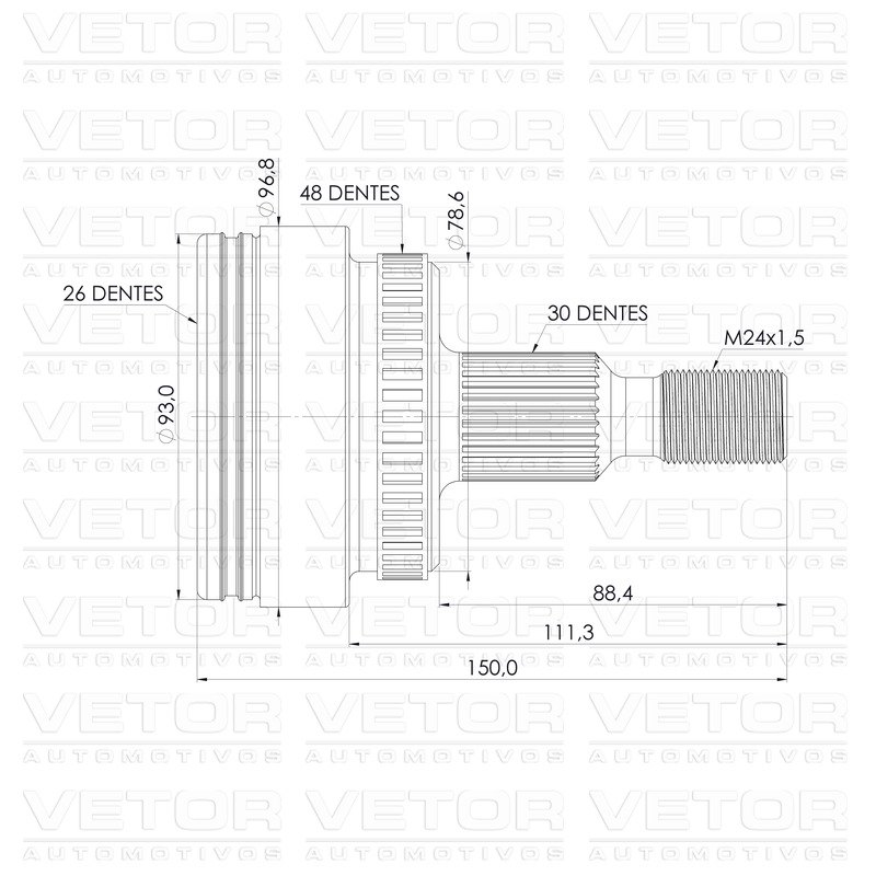 Junta Homocinética para Câmbio Automático para Mercedes-Benz ML 320 - Vetor - Vt5596