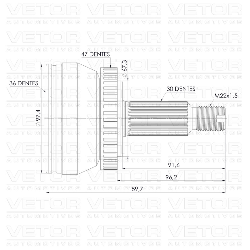 Junta Homocinética para Câmbio Automático para Hyundai Veracruz - Vetor - Vt5542