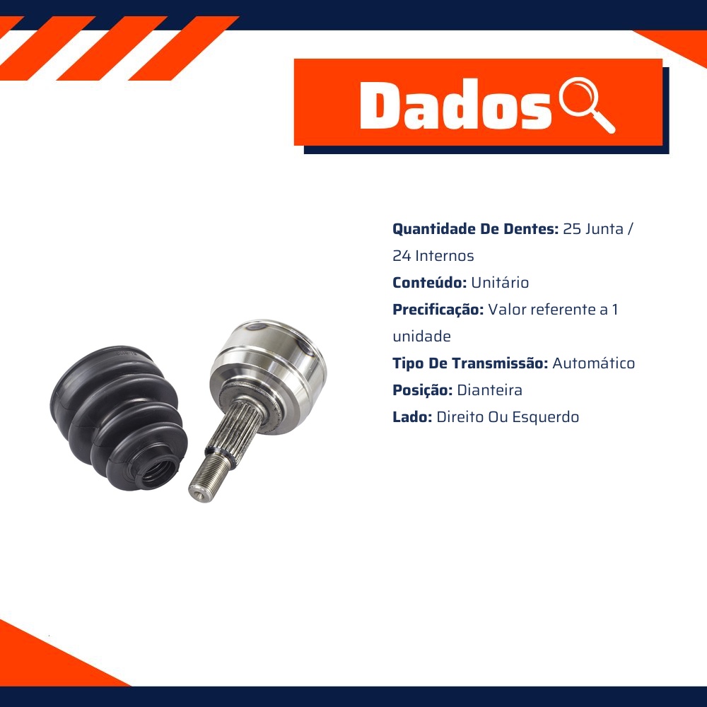 Junta Homocinética para Câmbio Automático para Renault Fluence - Vetor - Vt5287