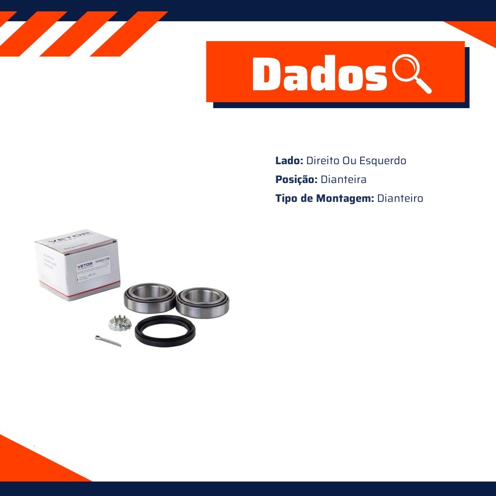 Kit de Rolamento da Roda Dianteira para Mitsubishi L200 e L300 - Vetor - Vk0051Dm