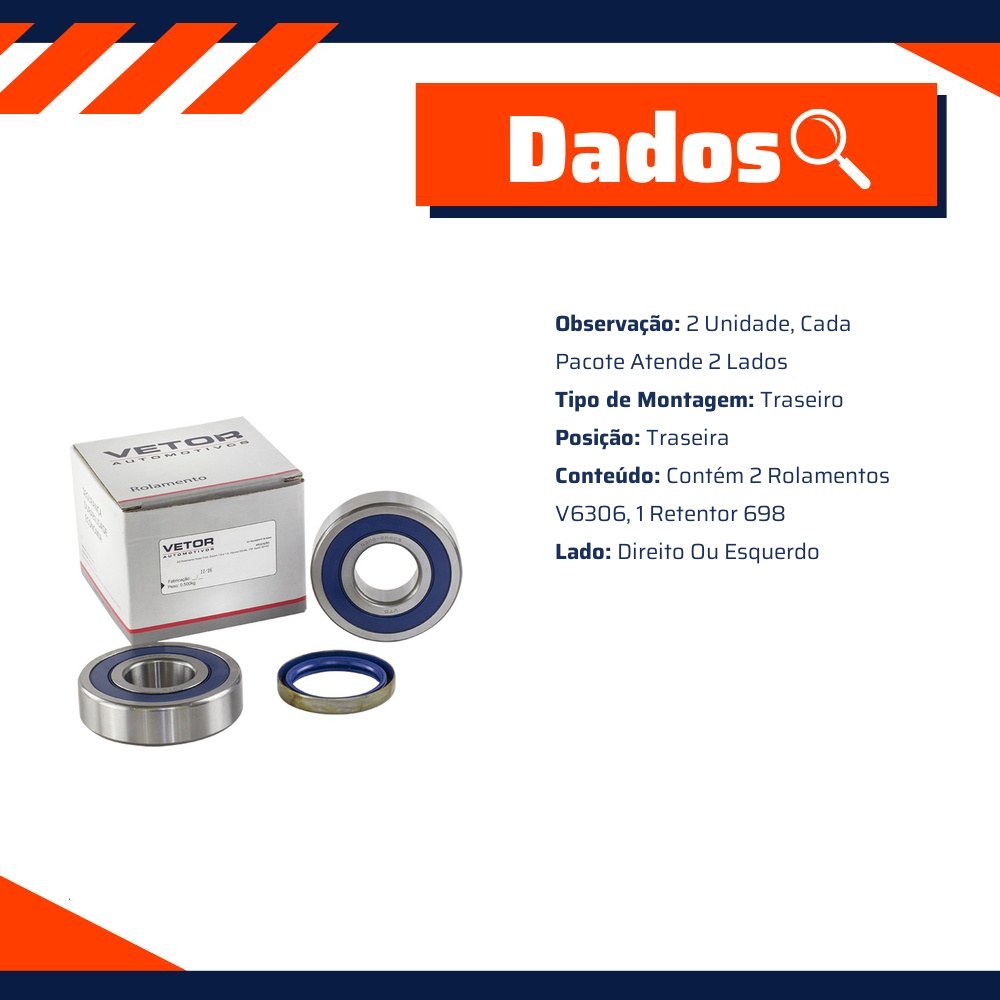 Kit de Rolamento da Roda Traseira para Asia Towner - Vetor - Vk0009Ta