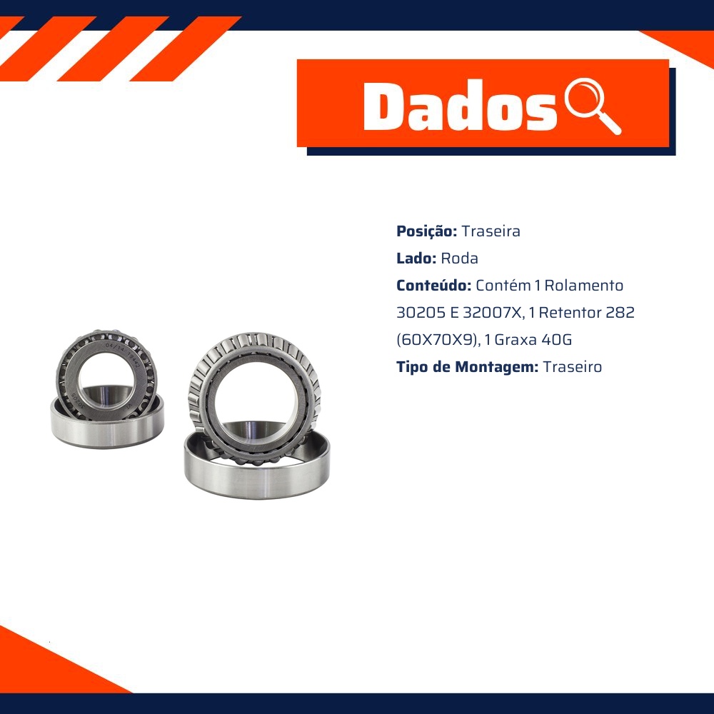 Kit de Rolamento da Roda Traseira para Renault Trafic - Vetor - Vk0015Tr