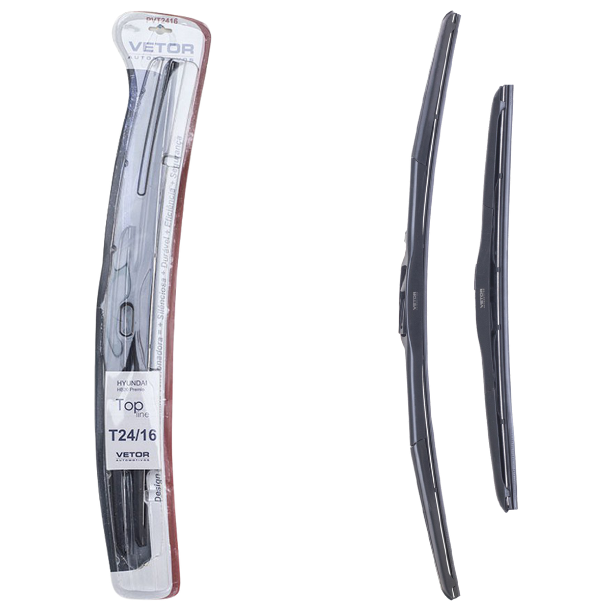 Par Palheta Dianteira Específica Híbrida 24" e 16" para Hyundai Creta e HB20 - Vetor - Pvt2416