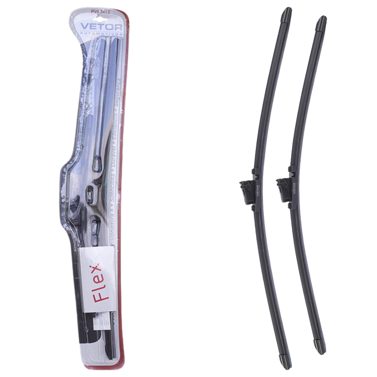Par Palheta Flex Específica Dianteira 24" e 15" para Fiat Idea - Vetor - Pvf2415