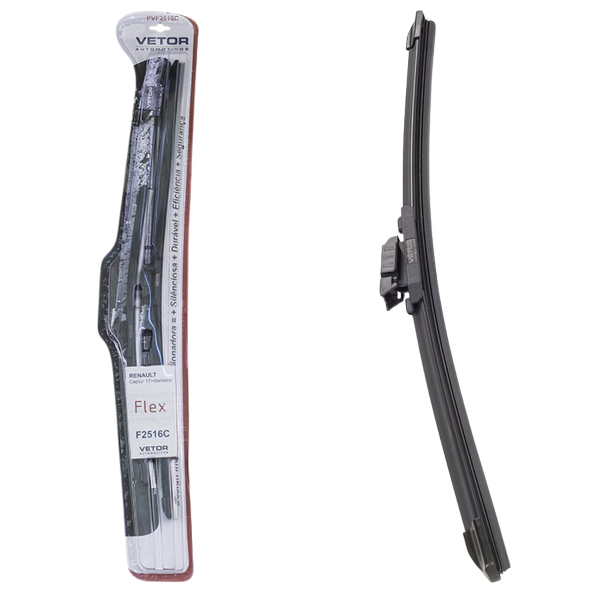 Par Palheta Flex Específica Dianteira 25" e 16" para Renault Captur - Vetor - Pvf2516C