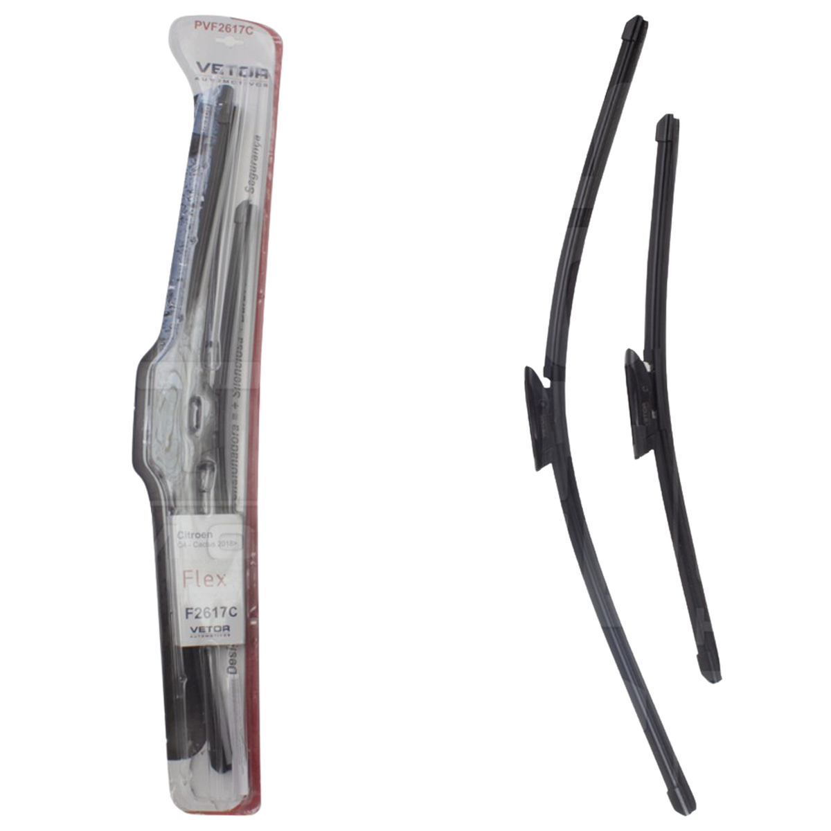 Par Palheta Flex Específica Dianteira 26" e 17" para Citroen C4 Cactus - Vetor - Pvf2617C