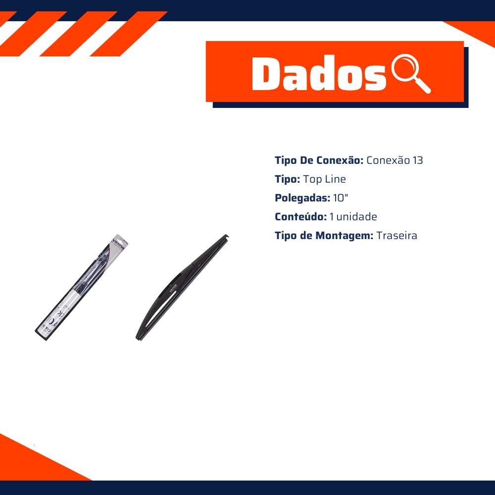Palheta Top Line Traseira 10" - Vetor - Pvt10A