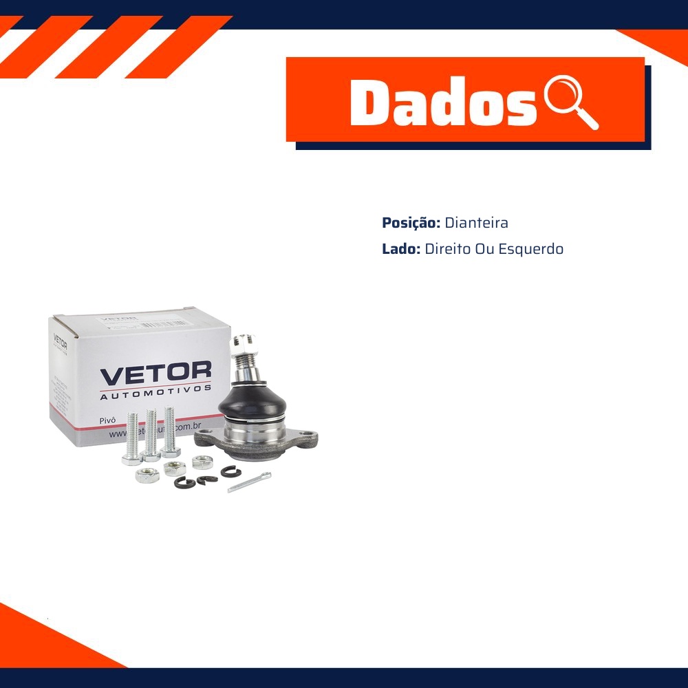 Pivo Dianteiro Direito ou Esquerdo Superior para Mitsubishi L200 e Pajero - Vetor - Vtp005